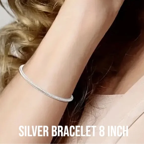 925 Sterling Silver Bracelet, 3mm Snake Chain , Minimalist ,Shiny Silver Finish - Picture 2 of 4